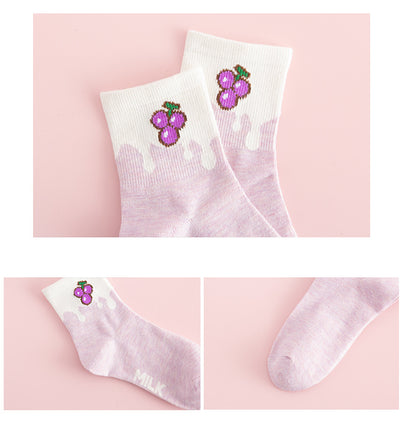 Calcetines de Algodón Estampados con Frutas y Personajes Anime - Image 19