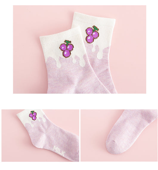 Calcetines de Algodón Estampados con Frutas y Personajes Anime - Image 19
