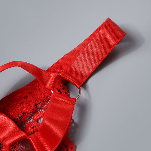 Conjunto de Lencería Erótica con Encaje Calado y Detalles Huecos - Image 9