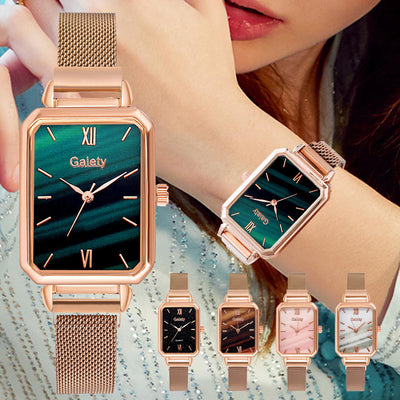 Reloj Cuadrado para Mujer Verde Malaquita con Temperamento Retro - Image 16