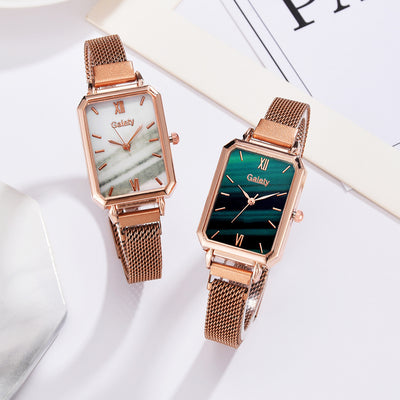 Reloj Cuadrado para Mujer Verde Malaquita con Temperamento Retro - Image 18