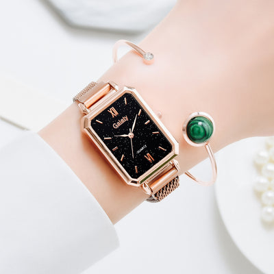 Reloj Cuadrado para Mujer Verde Malaquita con Temperamento Retro - Image 19
