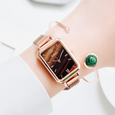 Reloj Cuadrado para Mujer Verde Malaquita con Temperamento Retro - Image 20