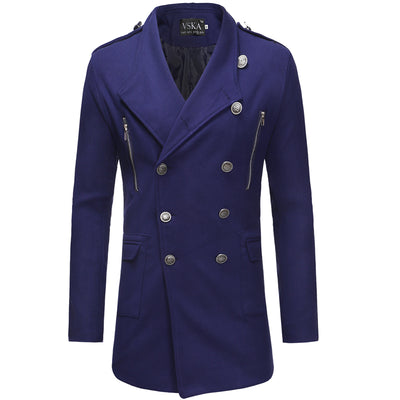 Abrigo Gabardina Doble Botonadura Cuello Solapa Grande Hombre Slim Fit Lana - Image 11