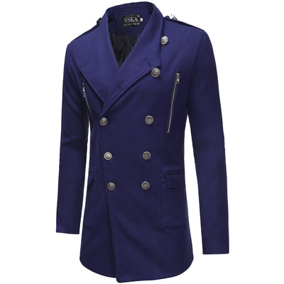 Abrigo Gabardina Doble Botonadura Cuello Solapa Grande Hombre Slim Fit Lana - Image 12