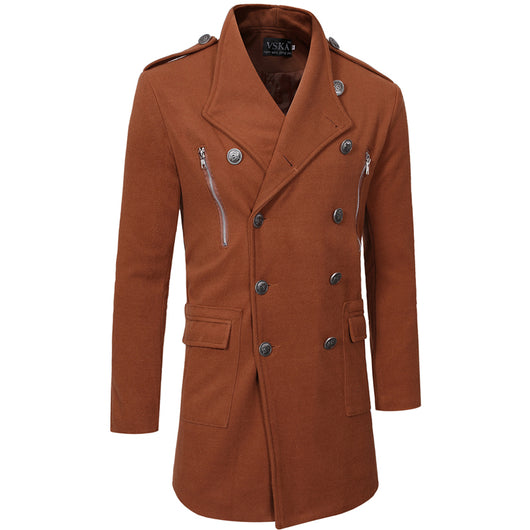 Abrigo Gabardina Doble Botonadura Cuello Solapa Grande Hombre Slim Fit Lana - Image 16
