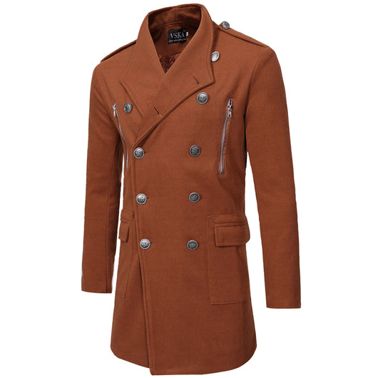 Abrigo Gabardina Doble Botonadura Cuello Solapa Grande Hombre Slim Fit Lana - Image 17