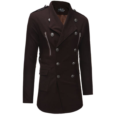 Abrigo Gabardina Doble Botonadura Cuello Solapa Grande Hombre Slim Fit Lana - Image 19