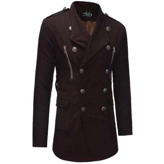 Abrigo Gabardina Doble Botonadura Cuello Solapa Grande Hombre Slim Fit Lana - Image 19