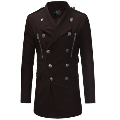 Abrigo Gabardina Doble Botonadura Cuello Solapa Grande Hombre Slim Fit Lana - Image 20