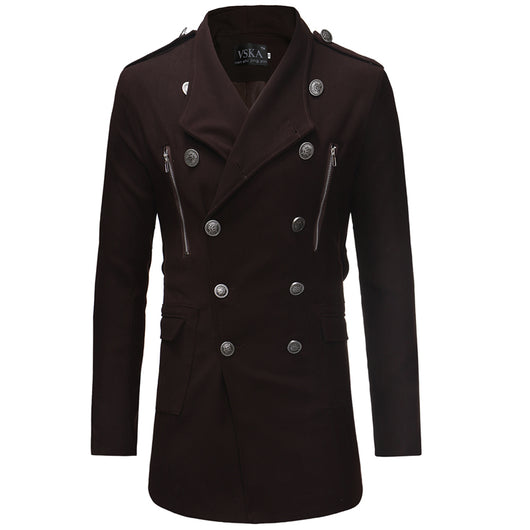 Abrigo Gabardina Doble Botonadura Cuello Solapa Grande Hombre Slim Fit Lana - Image 20