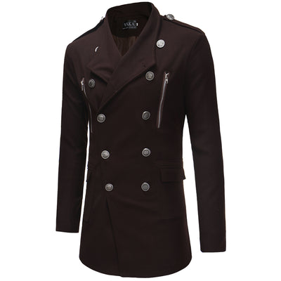 Abrigo Gabardina Doble Botonadura Cuello Solapa Grande Hombre Slim Fit Lana - Image 21