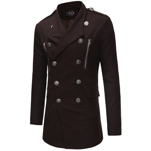 Abrigo Gabardina Doble Botonadura Cuello Solapa Grande Hombre Slim Fit Lana - Image 21