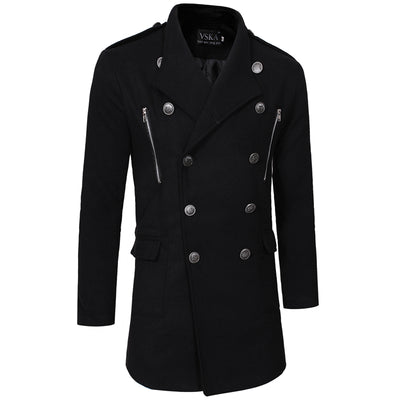 Abrigo Gabardina Doble Botonadura Cuello Solapa Grande Hombre Slim Fit Lana - Image 23