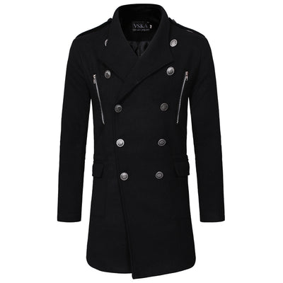 Abrigo Gabardina Doble Botonadura Cuello Solapa Grande Hombre Slim Fit Lana - Image 24