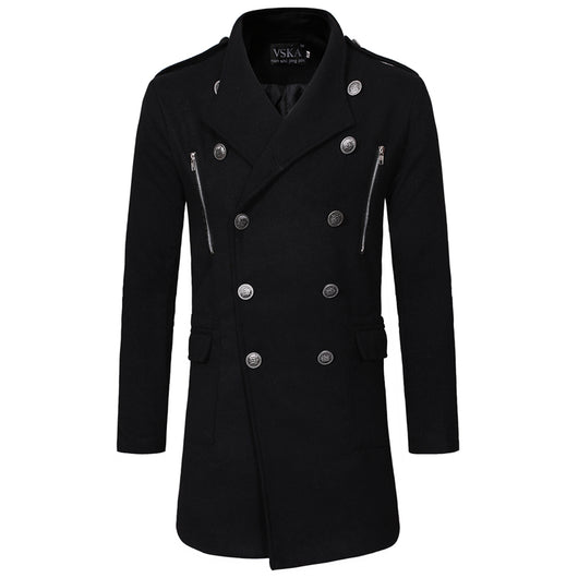 Abrigo Gabardina Doble Botonadura Cuello Solapa Grande Hombre Slim Fit Lana - Image 24