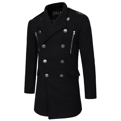 Abrigo Gabardina Doble Botonadura Cuello Solapa Grande Hombre Slim Fit Lana - Image 25