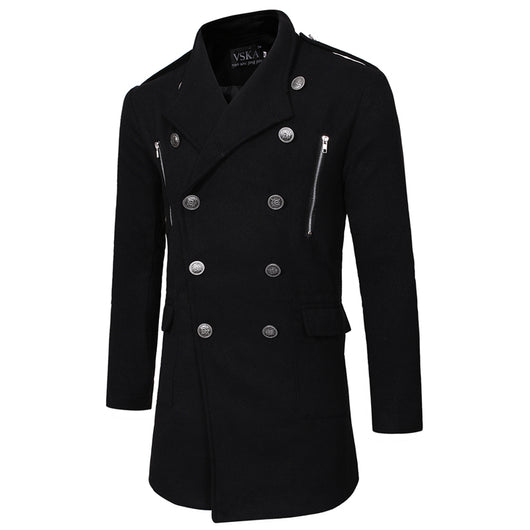Abrigo Gabardina Doble Botonadura Cuello Solapa Grande Hombre Slim Fit Lana - Image 25