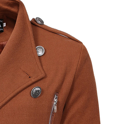 Abrigo Gabardina Doble Botonadura Cuello Solapa Grande Hombre Slim Fit Lana - Image 26