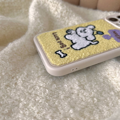 Funda de Teléfono Suave con Cachorro Amarillo Bordado - Protección Total - Image 16