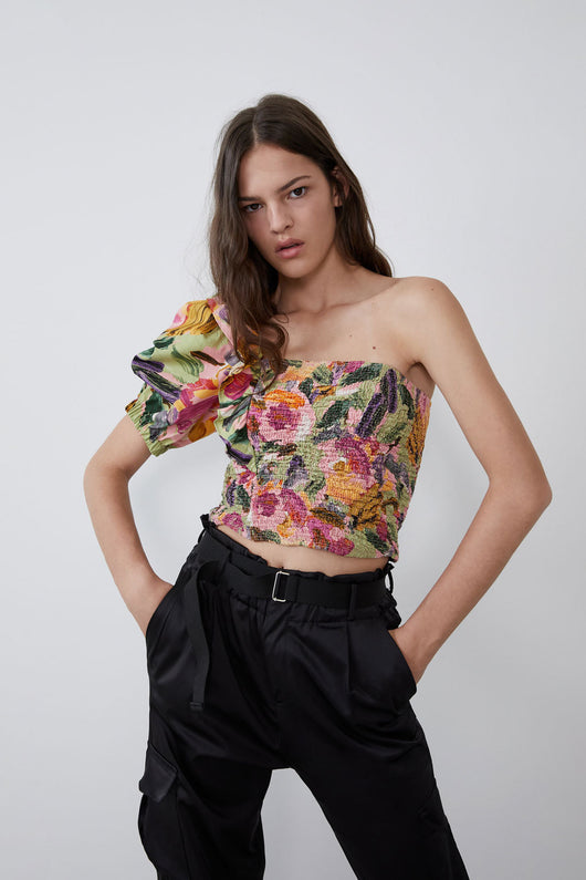 Blusa Asimétrica con Hombro Inclinado Slim Fit - Image 7