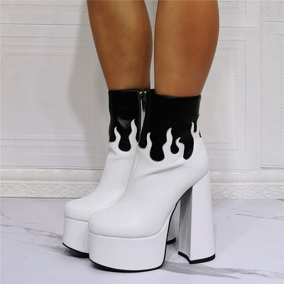 Botas Cortas Góticas con Tacón Grueso Extra Alto - Tallas Grandes 47 - Image 11