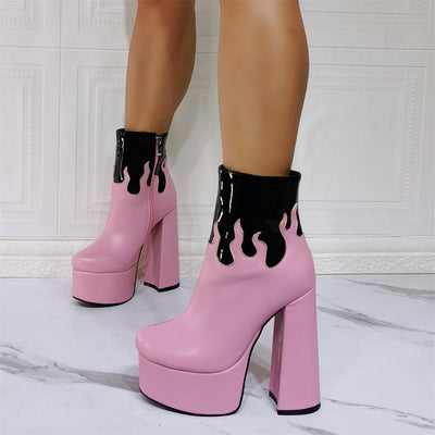 Botas Cortas Góticas con Tacón Grueso Extra Alto - Tallas Grandes 47 - Image 13