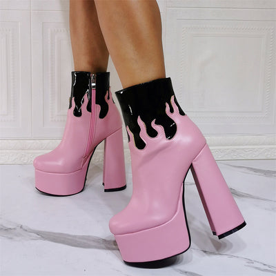 Botas Cortas Góticas con Tacón Grueso Extra Alto - Tallas Grandes 47 - Image 14