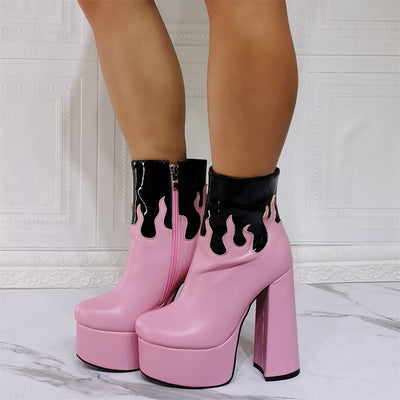 Botas Cortas Góticas con Tacón Grueso Extra Alto - Tallas Grandes 47 - Image 15