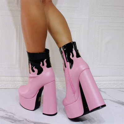 Botas Cortas Góticas con Tacón Grueso Extra Alto - Tallas Grandes 47 - Image 16