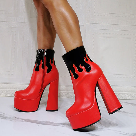 Botas Cortas Góticas con Tacón Grueso Extra Alto - Tallas Grandes 47 - Image 18