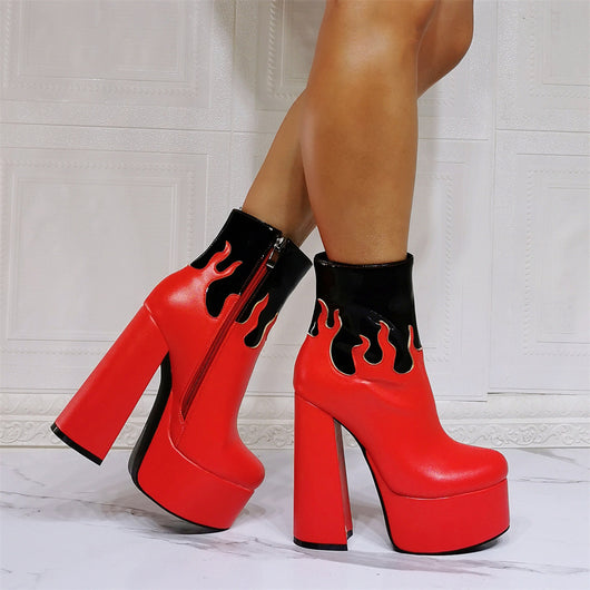 Botas Cortas Góticas con Tacón Grueso Extra Alto - Tallas Grandes 47 - Image 19