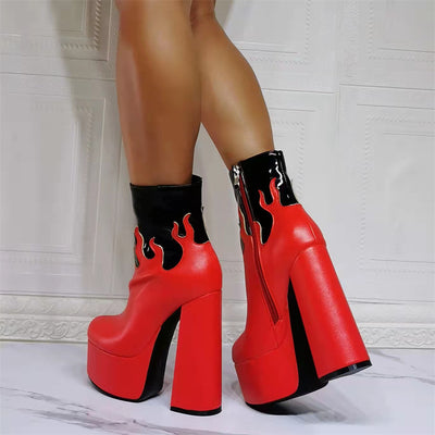 Botas Cortas Góticas con Tacón Grueso Extra Alto - Tallas Grandes 47 - Image 20