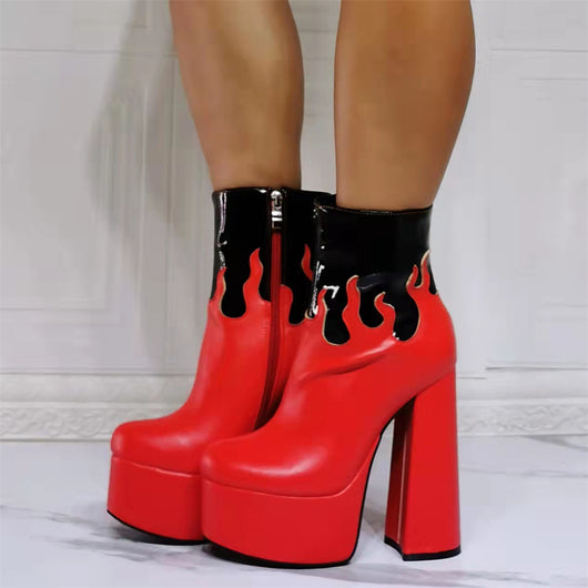 Botas Cortas Góticas con Tacón Grueso Extra Alto - Tallas Grandes 47 - Image 21