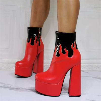 Botas Cortas Góticas con Tacón Grueso Extra Alto - Tallas Grandes 47 - Image 22