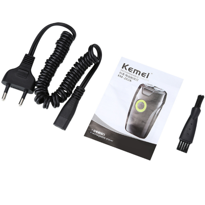 Afeitadora Eléctrica Recargable Kemei 202A con Doble Cabezal Rotatorio y Afilado Automático - Image 4