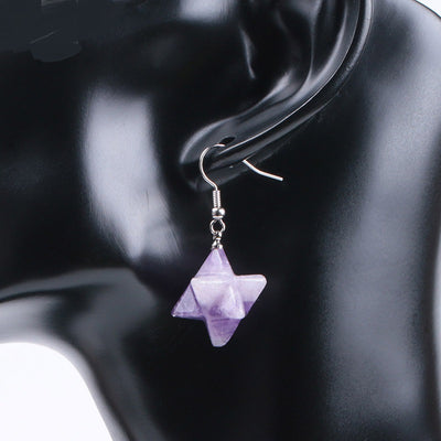 Aretes Estrella Merkaba de Cristal Natural Tallado - Image 20