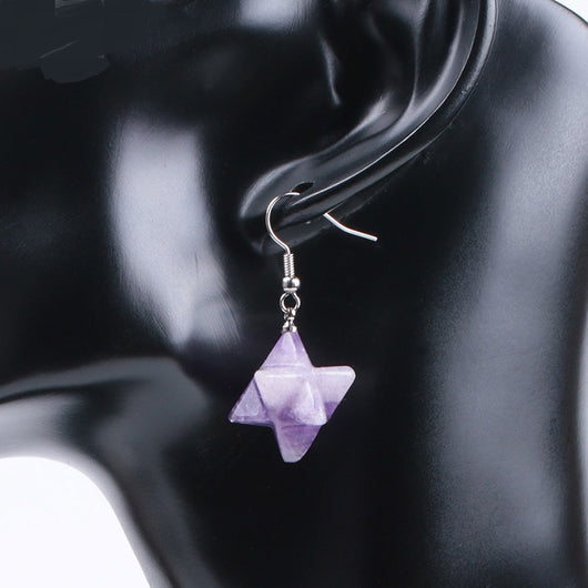 Aretes Estrella Merkaba de Cristal Natural Tallado - Image 20