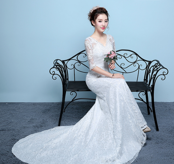 Vestido de Novia Cola Sirena con Cintura Ajustada