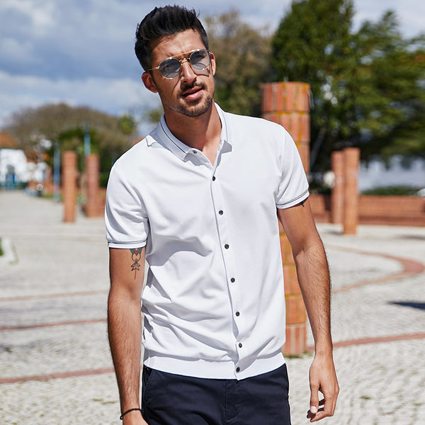 Cardigan Tipo Polo en Colores Sólidos - Versátil y Cómodo
