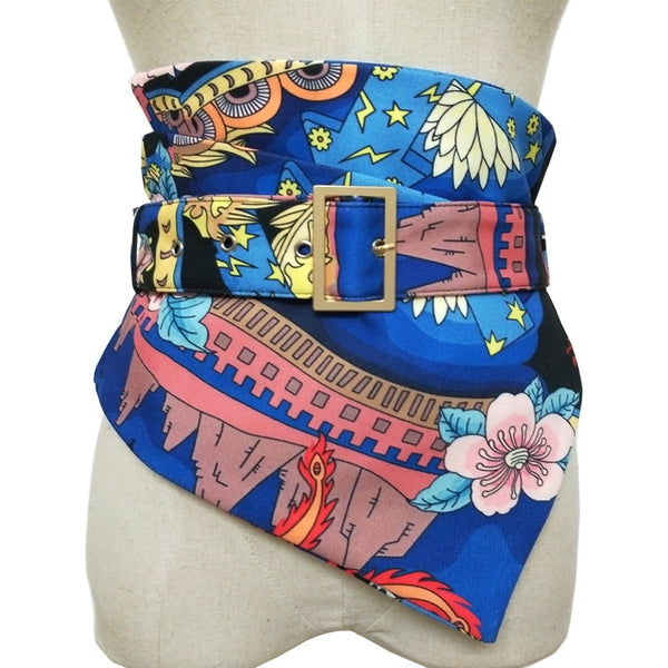 Cinturón Estilo Chino con Estampado y Pintura Artesanal