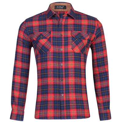 Camisa de Cuadros Doble Bolsa Manga Larga para Hombre - Image 10