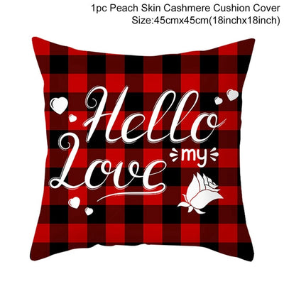 Funda de Almohada Día de San Valentín Letras Cartoon Roja - Tela Melocotón - Image 44