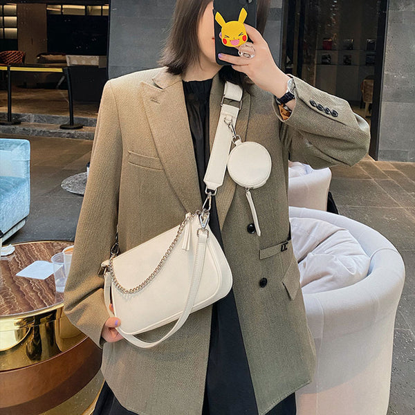 Bolsa Crossbody de Cuero PU con Cadena Axilar - Bolso Mensajero Compacto para Mujer