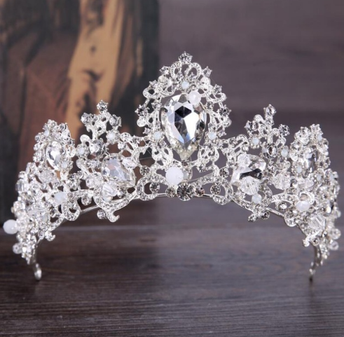 Corona Tiara Nupcial de Cristal Barroco Lujo con Acabado Oro Claro - Image 15
