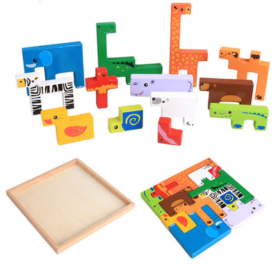 Bloques de Madera Infantiles 3D Animales - Juguetes Educativos Apilables de Madera de Haya - Image 2