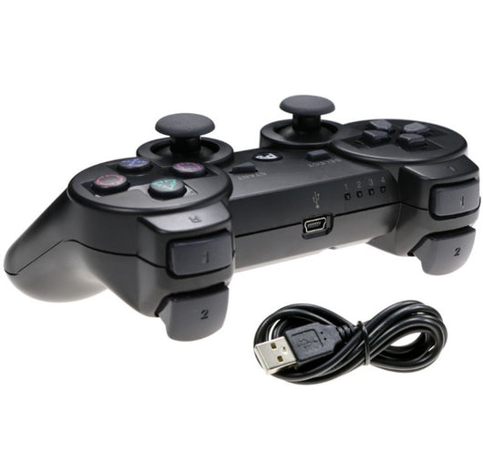 Black wireless game controller for PS3 and PC with a classic button layout and two analog sticks. - Image 8