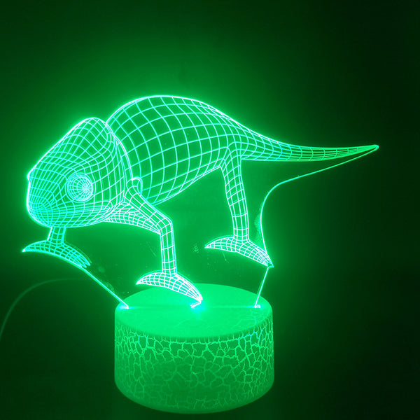 Lámpara 3D Ilusión Óptica Lagartija con Luz LED Degradada Multicolor