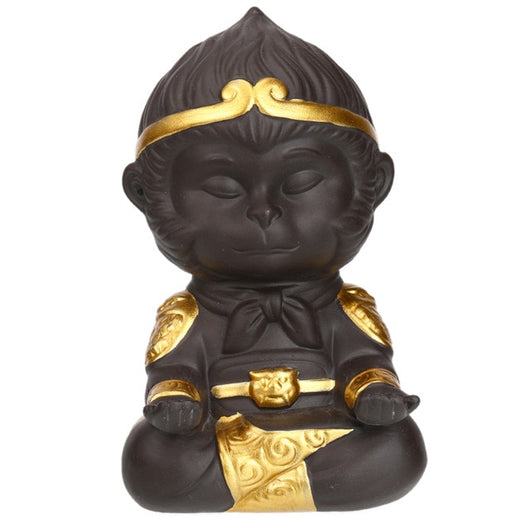 Juego de Té Kung Fu en Arcilla Púrpura con Estatua del Rey Mono - Decoración para Bandeja de Té - Image 6
