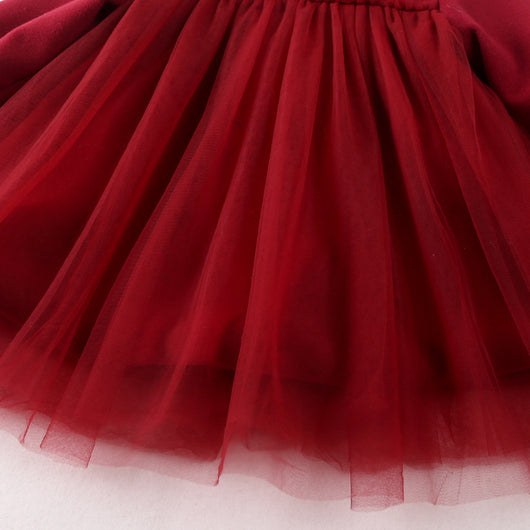 Vestido de Otoño para Niña en Lana Gruesa Rojo - Image 4